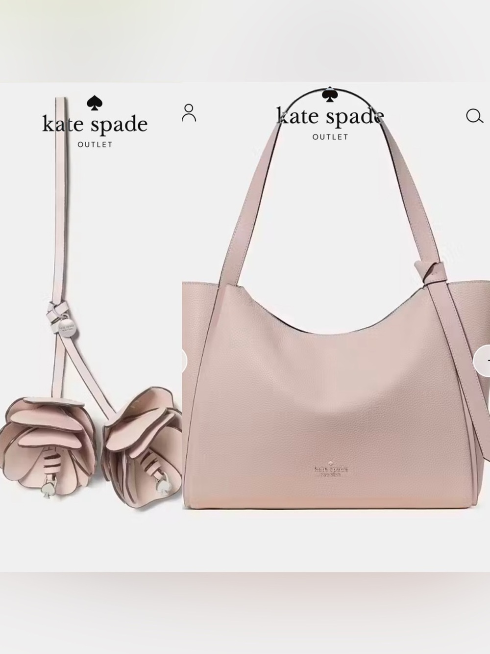 NWT Kate Spade Powdered Sugar Pink Knott Tote with 3d Flowers Bag Charm
